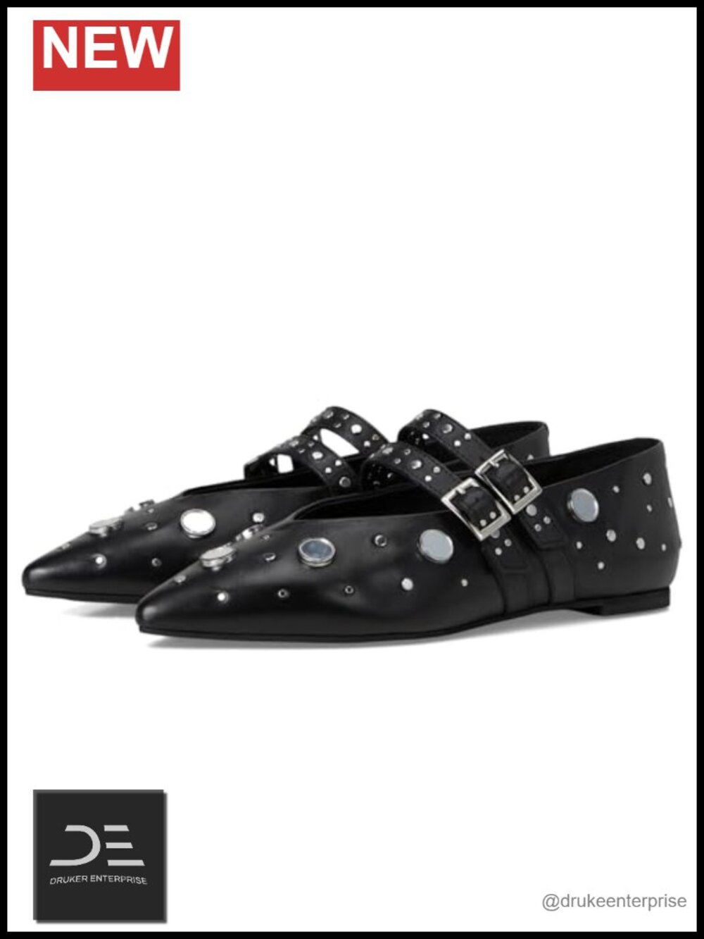 Free People Hall of Mirrors Mary Janes Pointed Toe Flats Leather